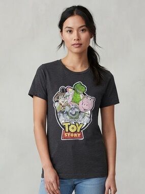 DISNEY Pixar Toy Story Graphic Tee S 18” p2p Heather Charcoal NWOT